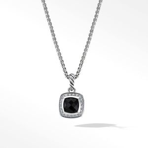 David Yurman necklace with black onyx and pavé diamonds.